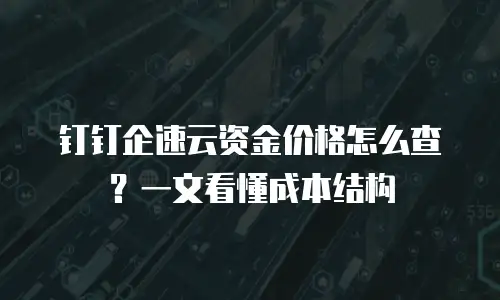 钉钉企速云资金价格怎么查？一文看懂成本结构