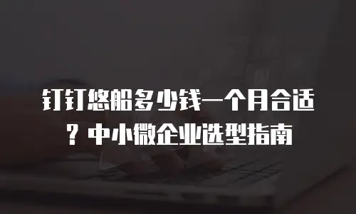 钉钉悠船多少钱一个月合适？中小微企业选型指南