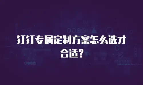钉钉专属定制方案怎么选才合适？