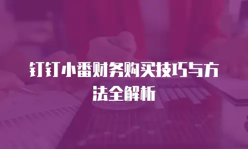 钉钉小番财务购买技巧与方法全解析