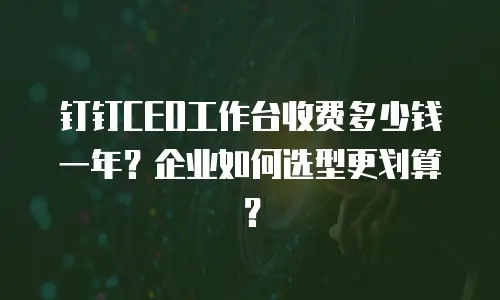钉钉CEO工作台收费多少钱一年？企业如何选型更划算？