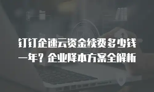 钉钉企速云资金续费多少钱一年？企业降本方案全解析