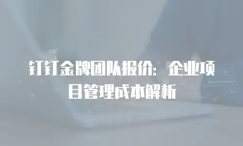 钉钉金牌团队报价：企业项目管理成本解析