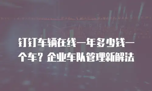 钉钉车辆在线一年多少钱一个车？企业车队管理新解法