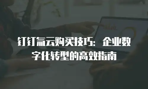 钉钉氚云购买技巧：企业数字化转型的高效指南