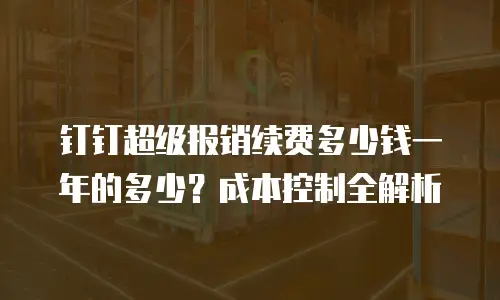钉钉超级报销续费多少钱一年的多少？成本控制全解析