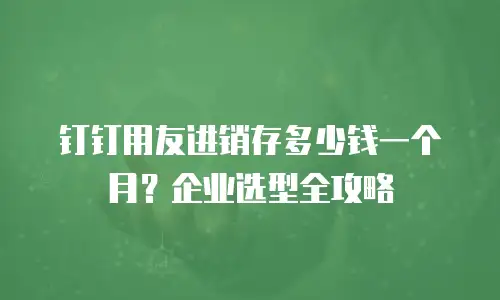 钉钉用友进销存多少钱一个月？企业选型全攻略