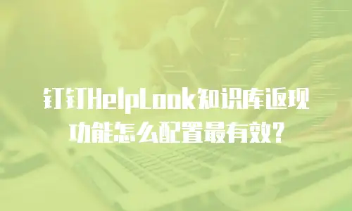 钉钉HelpLook知识库返现功能怎么配置最有效？