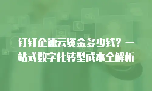 钉钉企速云资金多少钱？一站式数字化转型成本全解析