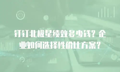 钉钉北极星绩效多少钱？企业如何选择性价比方案？
