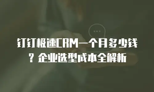 钉钉极速CRM一个月多少钱？企业选型成本全解析