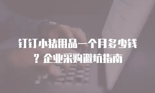 钉钉小猪用品一个月多少钱？企业采购避坑指南