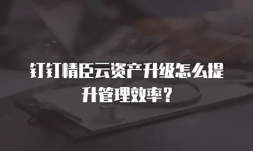 钉钉精臣云资产升级怎么提升管理效率？