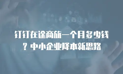 钉钉在途商旅一个月多少钱？中小企业降本新思路