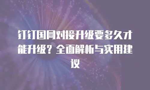 钉钉国网对接升级要多久才能升级？全面解析与实用建议