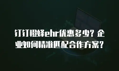 钉钉橙蜂ehr优惠多少？企业如何精准匹配合作方案？