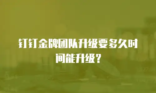 钉钉金牌团队升级要多久时间能升级？