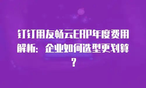 钉钉用友畅云ERP年度费用解析：企业如何选型更划算？
