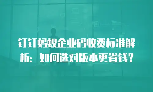 钉钉蚂蚁企业码收费标准解析：如何选对版本更省钱？