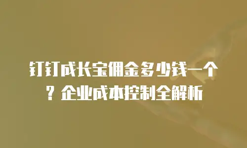 钉钉成长宝佣金多少钱一个？企业成本控制全解析