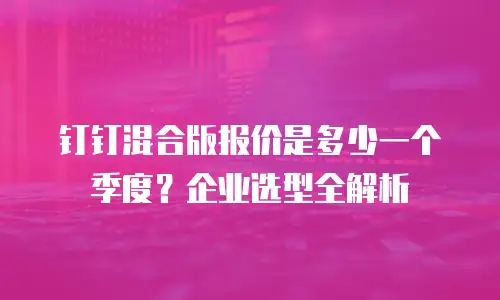 钉钉混合版报价是多少一个季度？企业选型全解析
