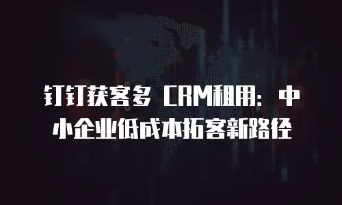 钉钉获客多 CRM租用：中小企业低成本拓客新路径