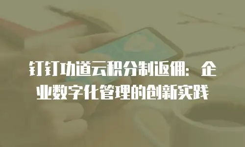 钉钉功道云积分制返佣：企业数字化管理的创新实践