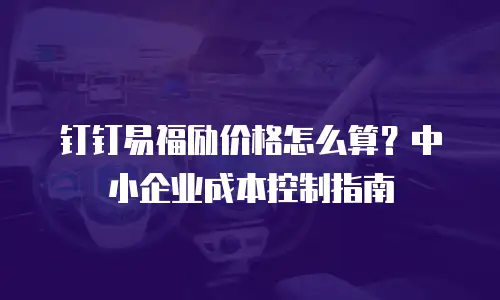 钉钉易福励价格怎么算？中小企业成本控制指南