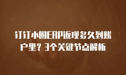 钉钉小圈ERP返现多久到账户里？3个关键节点解析