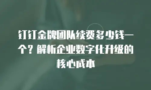 钉钉金牌团队续费多少钱一个？解析企业数字化升级的核心成本