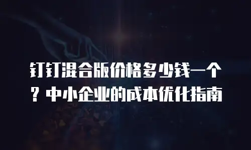 钉钉混合版价格多少钱一个？中小企业的成本优化指南