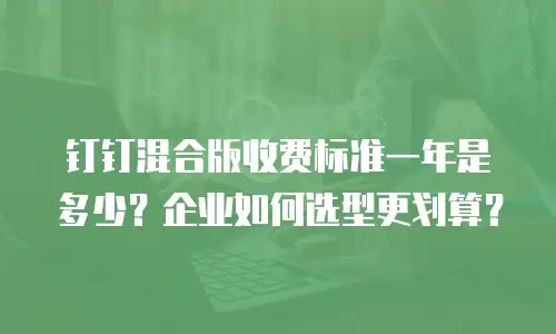 钉钉混合版收费标准一年是多少？企业如何选型更划算？