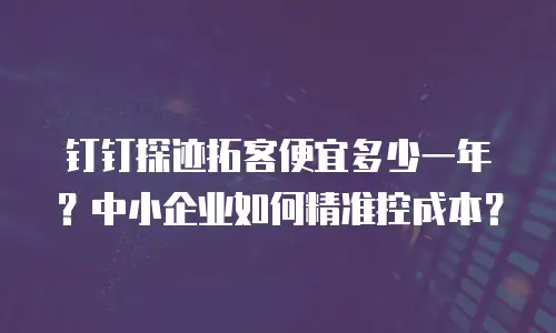 钉钉探迹拓客便宜多少一年？中小企业如何精准控成本？