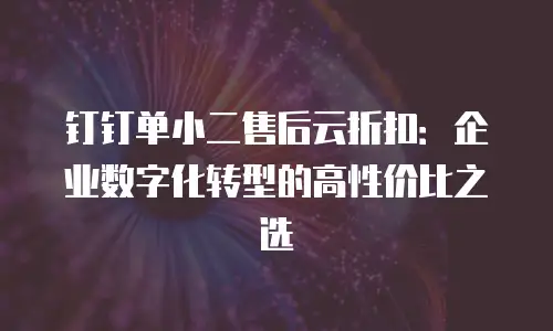 钉钉单小二售后云折扣：企业数字化转型的高性价比之选