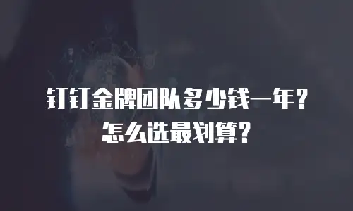 钉钉金牌团队多少钱一年？怎么选最划算？