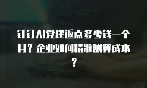 钉钉AI党建返点多少钱一个月？企业如何精准测算成本？