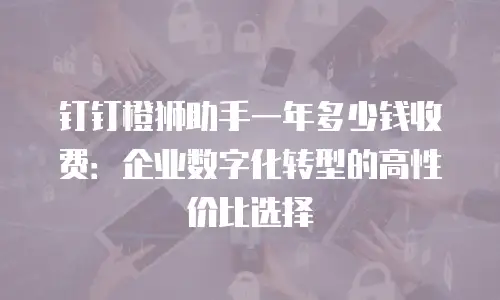钉钉橙狮助手一年多少钱收费：企业数字化转型的高性价比选择