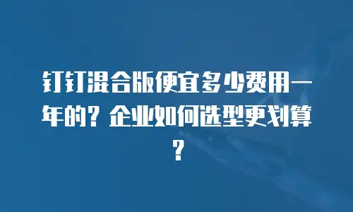 钉钉混合版便宜多少费用一年的？企业如何选型更划算？