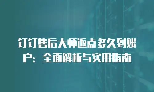 钉钉售后大师返点多久到账户：全面解析与实用指南
