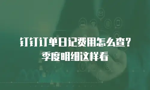 钉钉订单日记费用怎么查？季度明细这样看