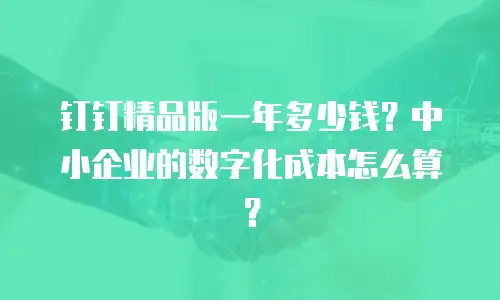钉钉精品版一年多少钱？中小企业的数字化成本怎么算？