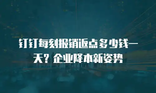 钉钉每刻报销返点多少钱一天？企业降本新姿势