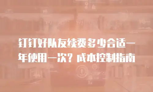 钉钉好队友续费多少合适一年使用一次？成本控制指南