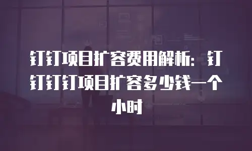 钉钉项目扩容费用解析：钉钉钉钉项目扩容多少钱一个小时