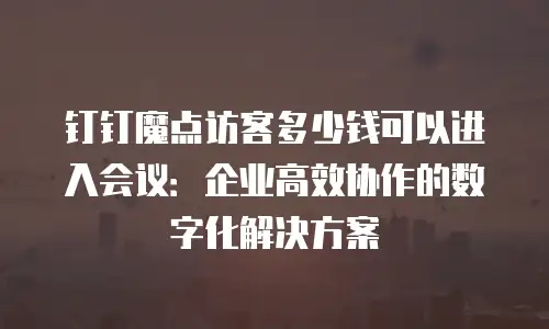 钉钉魔点访客多少钱可以进入会议：企业高效协作的数字化解决方案