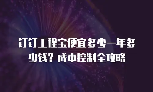 钉钉工程宝便宜多少一年多少钱？成本控制全攻略