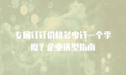 专属钉钉价格多少钱一个季度？企业选型指南