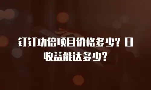 钉钉功倍项目价格多少？日收益能达多少？