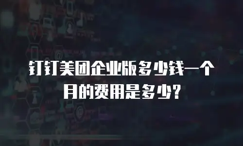 钉钉美团企业版多少钱一个月的费用是多少？