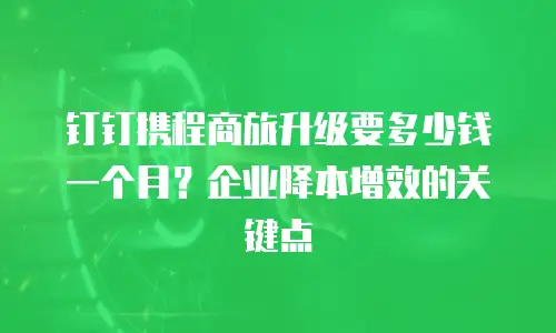 钉钉携程商旅升级要多少钱一个月？企业降本增效的关键点